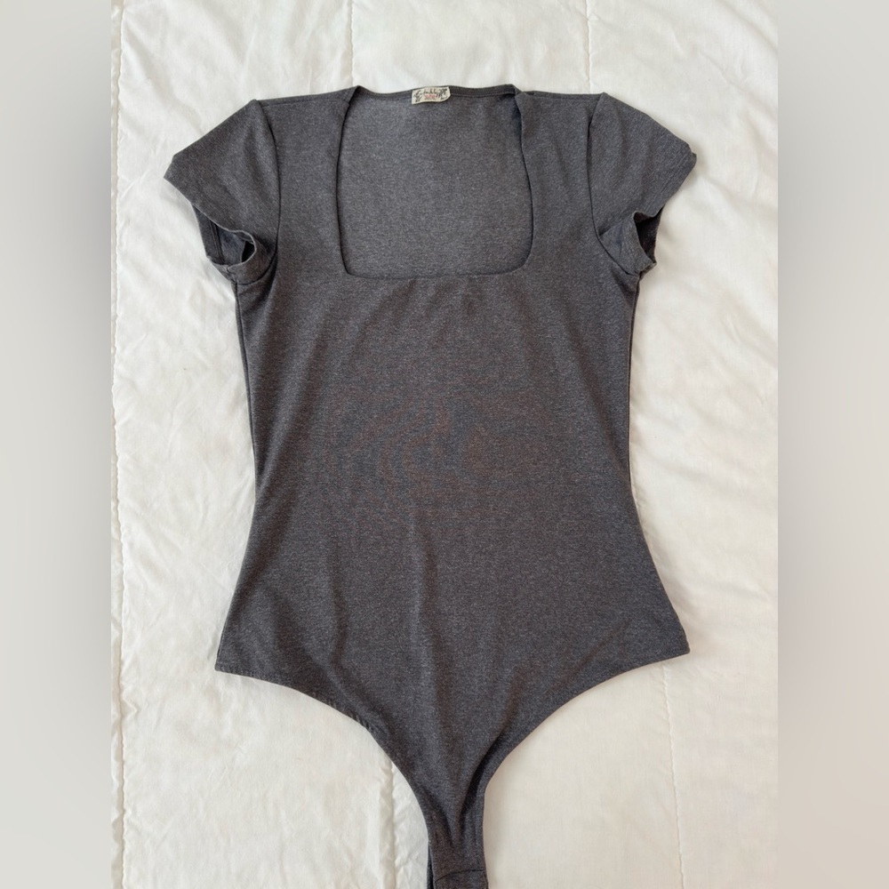 Free People Charcoal Bodysuit